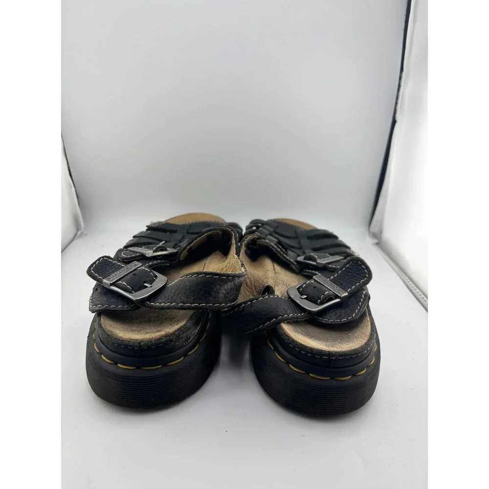 Dr. Martens Mens Black Leather Fisherman Sandals Buckle Strappy AirWair Size 7